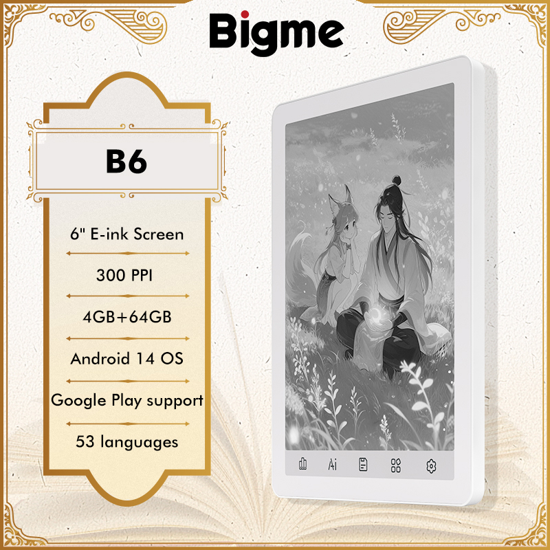 Bigme B6 電子ブック リーダー、6 インチ B