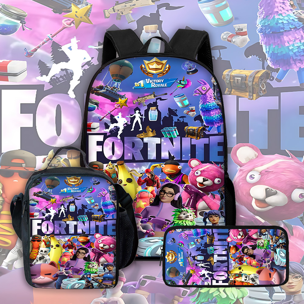 ホットゲーム子供スクールバックパックランチバッグ付き、Design-F-FortniteS 鉛筆バッグ、スクールバッグ男の子女の子のための最高のギフト