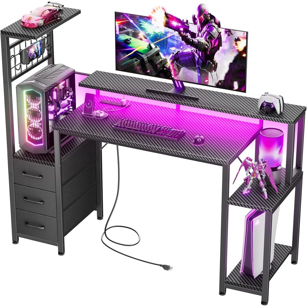 LEDライト付き48インチゲーミングデスク
