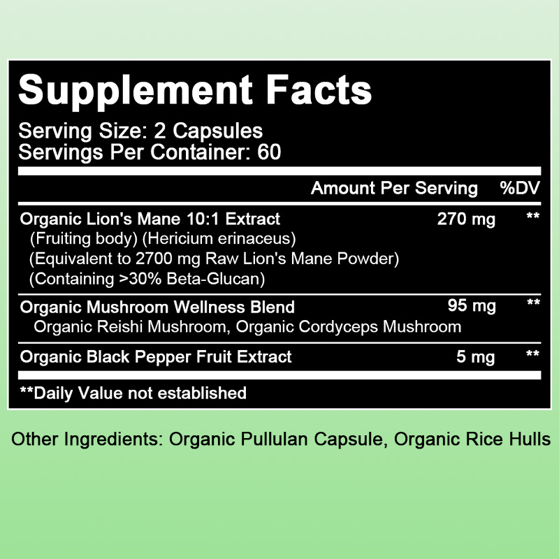 Natural Premium Brain-boosting Lion’s Mane Mushroom Capsules – Lion’s Mane Mushroom Supplement, Boost Immunity, Improve Sleep