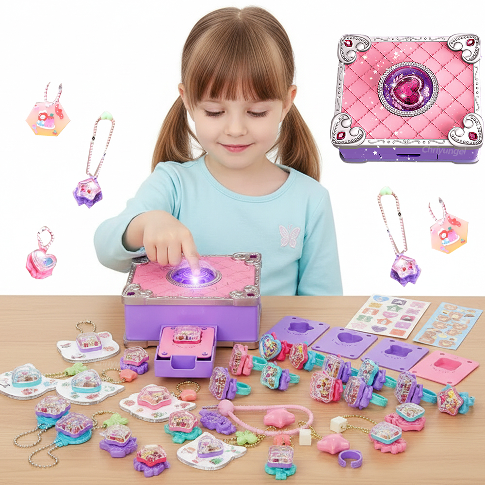 Chriyungel DIY ジュエリー作成キット 女の子用 3D マジック ブレスレット リング キーホルダー クリエイティブ クラフト ボックス セット クリスマス 誕生日ギフト 子供用