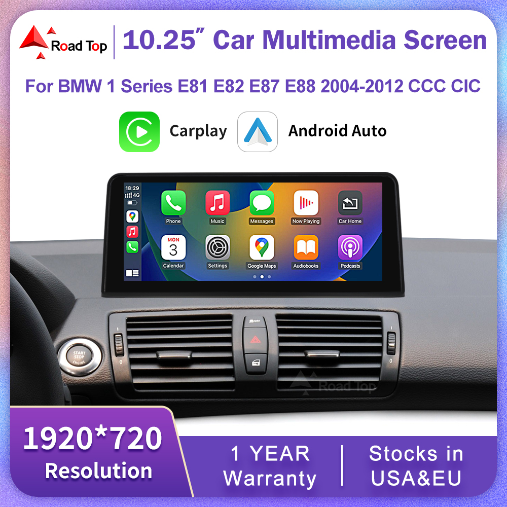 10.25 "ワイヤレス CarPlay Android 自動車車マルチメディアタッチスクリーン BMW 1 シリーズ E81 E82 E87 E88 CCC/CIC システムリアカメラ