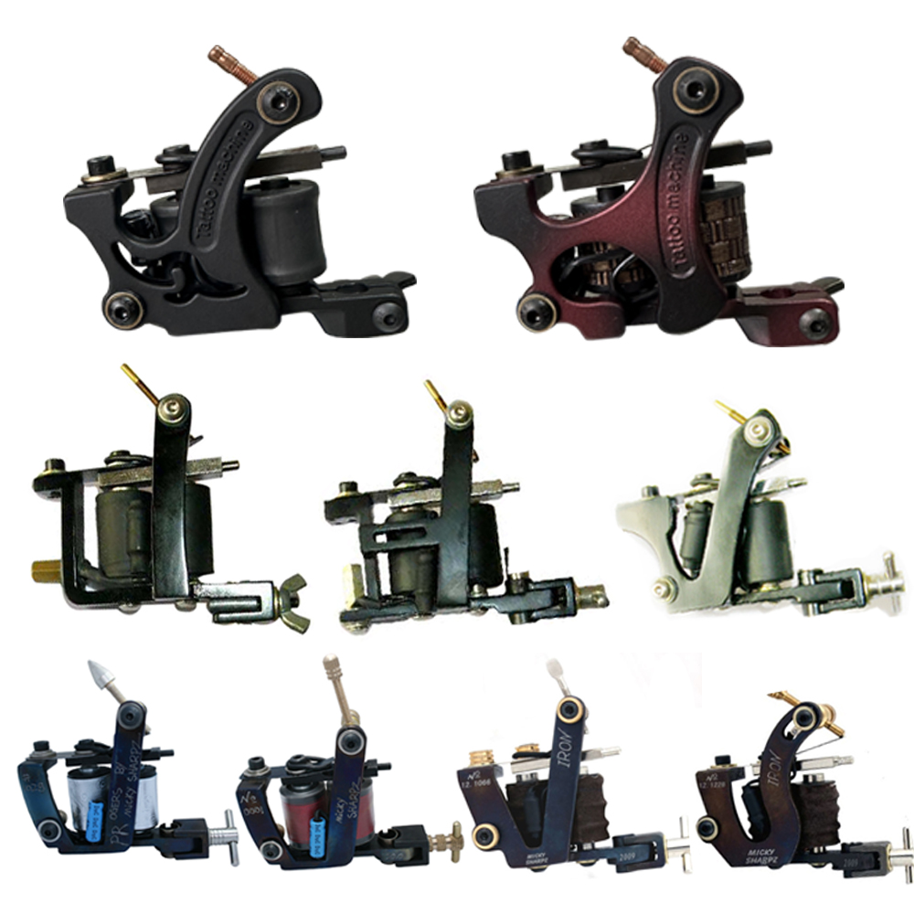プロフェッショナルコイルタトゥーマシンガン鋳鉄 10 ラップコイルタトゥーガンライナーとシェーダータトゥーマシン用品