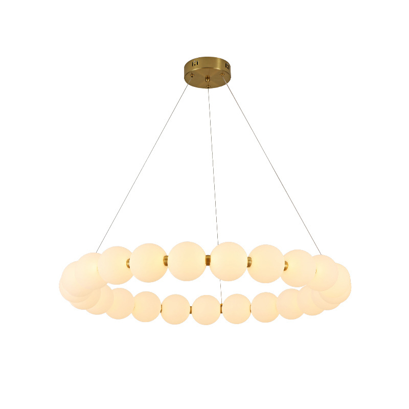 Luxury LED Chandelier Cream Pearl Circle Pendant Light Home Room Decoration for Living Dinning Hanging Lamp