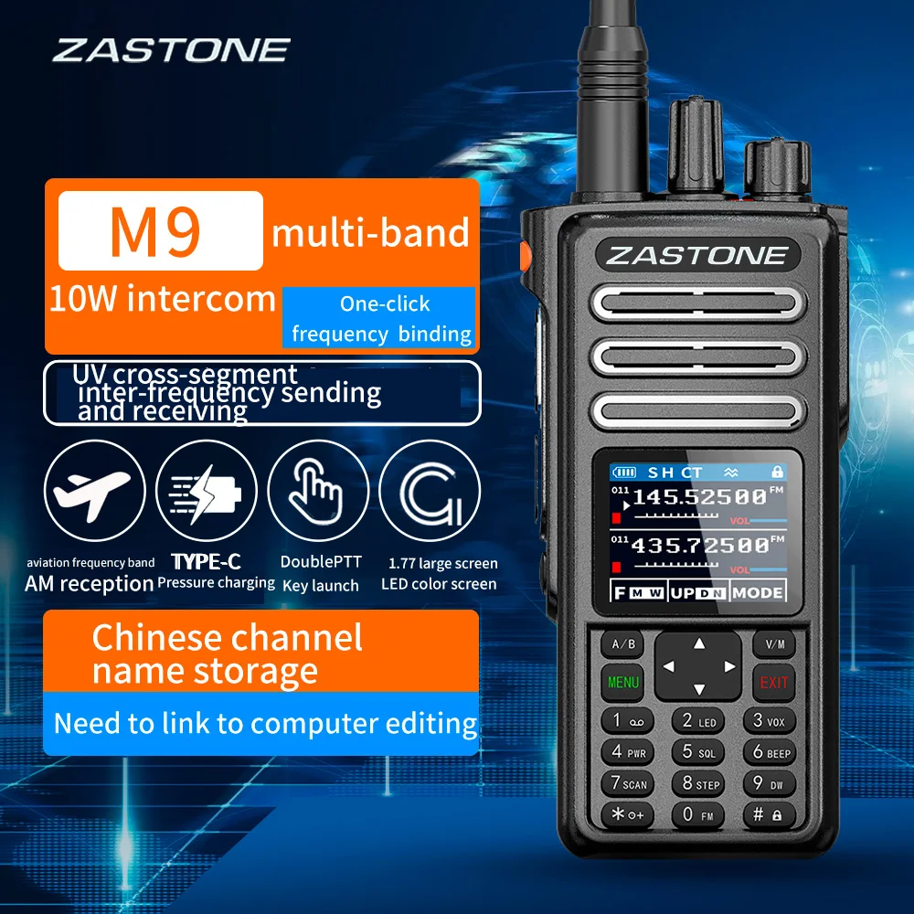 ZASTONE M9 10W トランシーバー 136-520MHZ アマチュア無線 2 ウェイラジオ AM 航空バンドハイパワートランシーバー CTCSS FM ラジオ