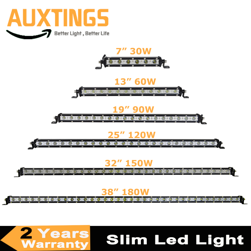 スーパースリム LED ライトバー単列 7 "13" 19" 25" 32" 38 ''30 ワット 60 ワット 90 ワット 120 ワット 180 ワット SUV 4X4 ATV オフロード LED ワークライトバー