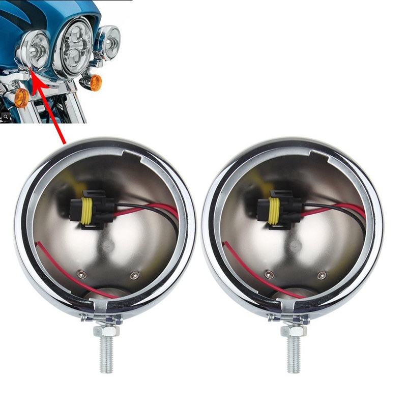 4-1/2" Motorcycle LED Auxiliary Fog Passing Light With 4.5" Housing Bucket For Harley Electra Glide Bad Boy Accessories