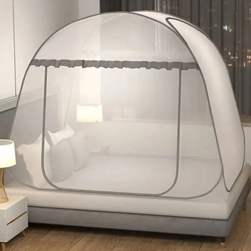 シンプルなパオ蚊帳ポータブルキャンプテントシングルダブルベッドキャノピー大人用折りたたみ二段メッシュネット通気性蚊帳