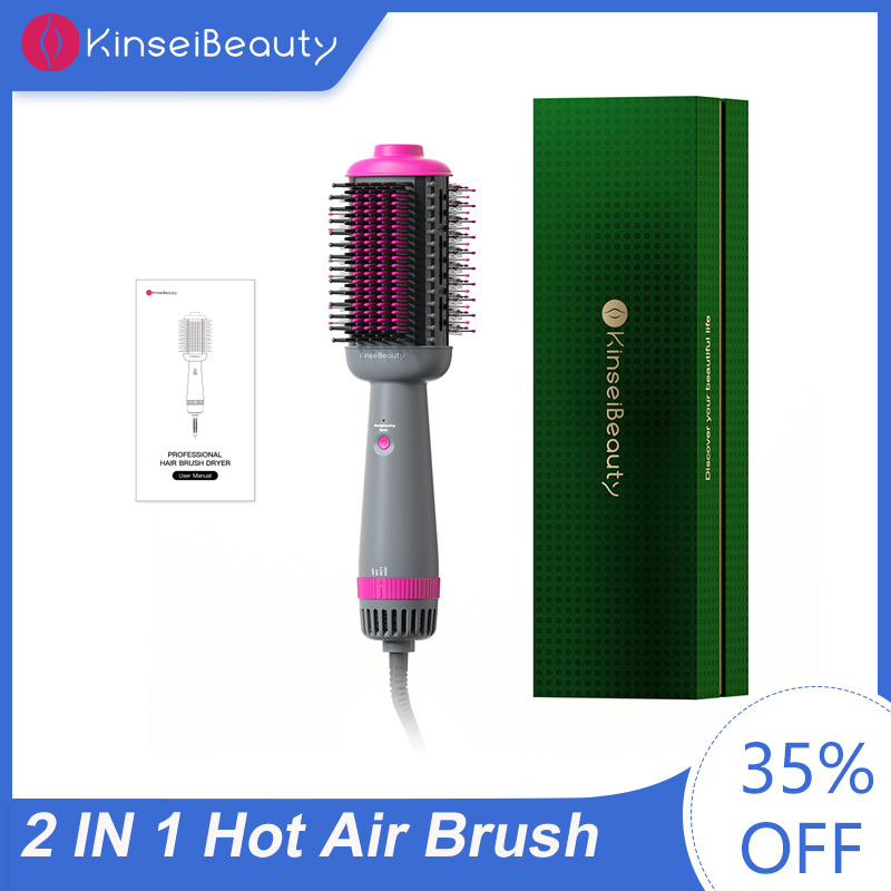 Kinseibeauty ドライヤーと矯正ブラシ 2 IN 1 ヘアブラシヘアドライヤー熱風ブラシセラミックアンチアイロンブロワースタイリングツール