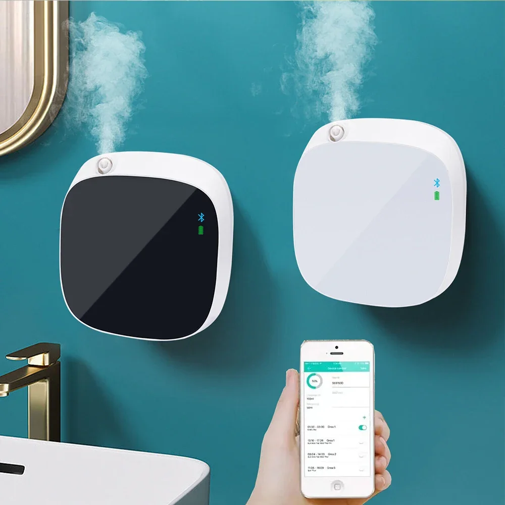 スマートフレグランスオイルディフューザーアプリ制御電池式電気100MLアロマディフューザー香り芳香剤ホームオフィストイレ