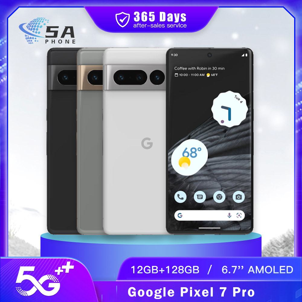 オリジナル Google ピクセル 7 プロ 7Pro 5G 携帯電話 128 ギガバイト/256 ギガバイト 6.7 "50MP 48MP 10.8MP NFC Google Tensor G2 オクタコアスマートフォン