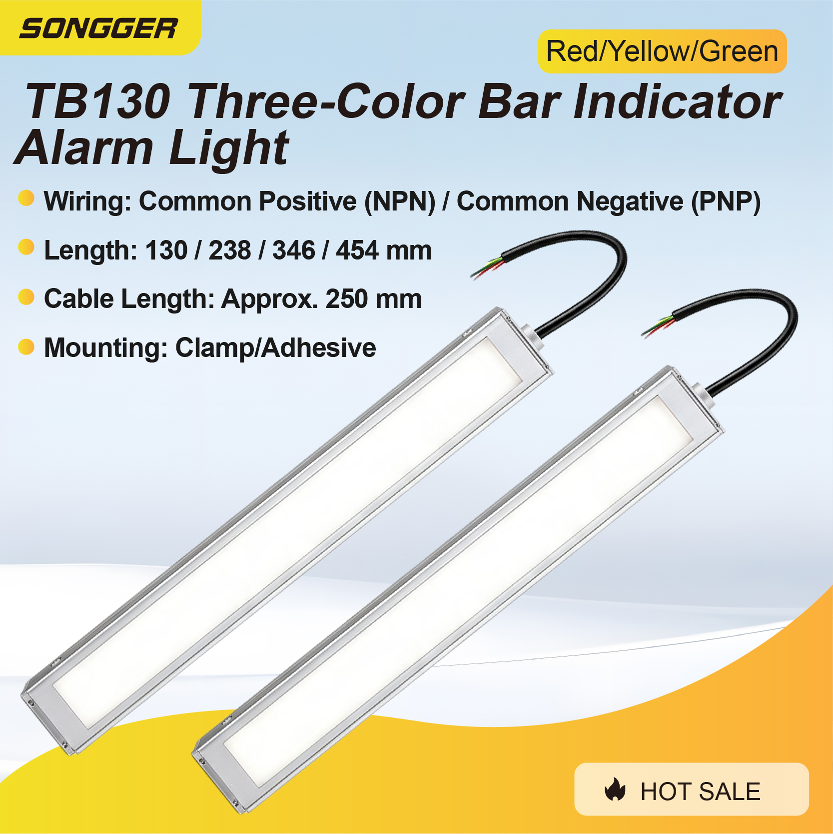TB130 3 色バーインジケータアラームライト DC24V LED 省エネライト 130-454 ミリメートル CNC マシン装飾警告ランプ PC