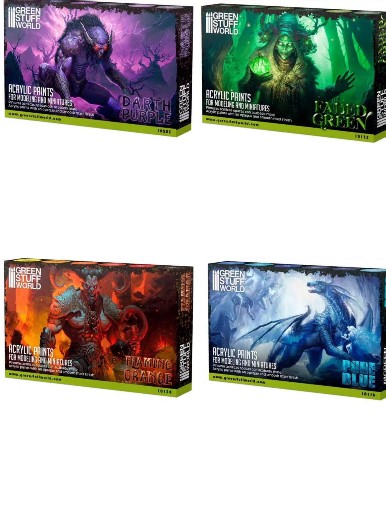 GreenStuffWorld GSW セット 6 色 17 ミリリットルアクリル絵の具モデリングとマニキュア用ドロッパー水性アクリル