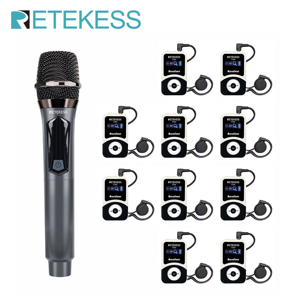 Retekess T130 MIC T131 /T131S ワイヤレスハンドヘルドマイクオーディオガイドセット会議教会トレーニング工場用ラジオガイドシステム