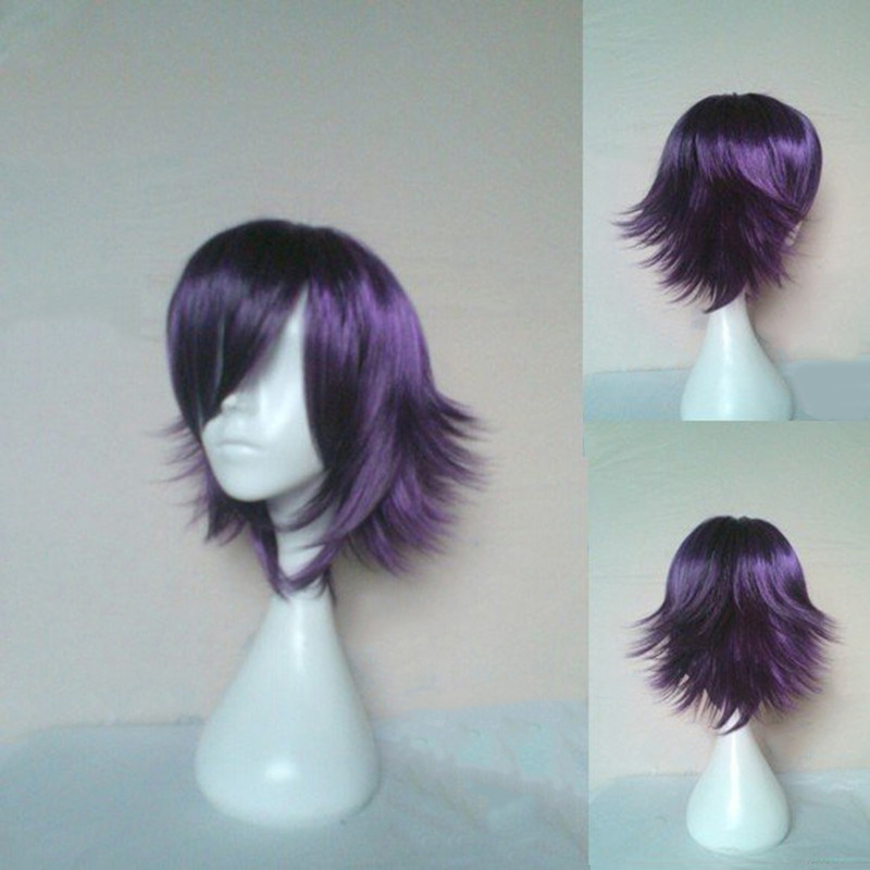 HAIRJOY コスプレウィッグ 人工毛ウィッグ ショート カーリー パープル ブラック