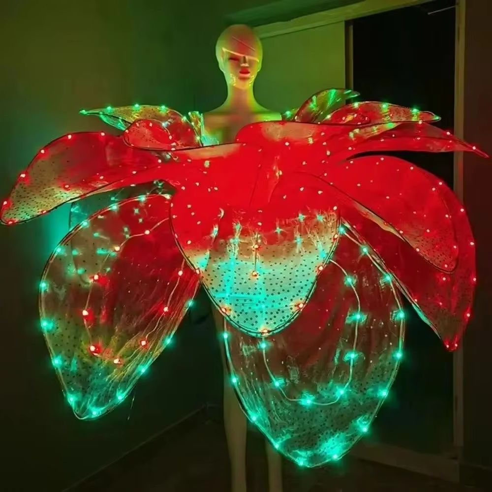 パーティー LED フラワー発光衣装高級イベント花ドレスショー服ライトスーツフェスティバルオープニングダンスパフォーマンス摩耗
