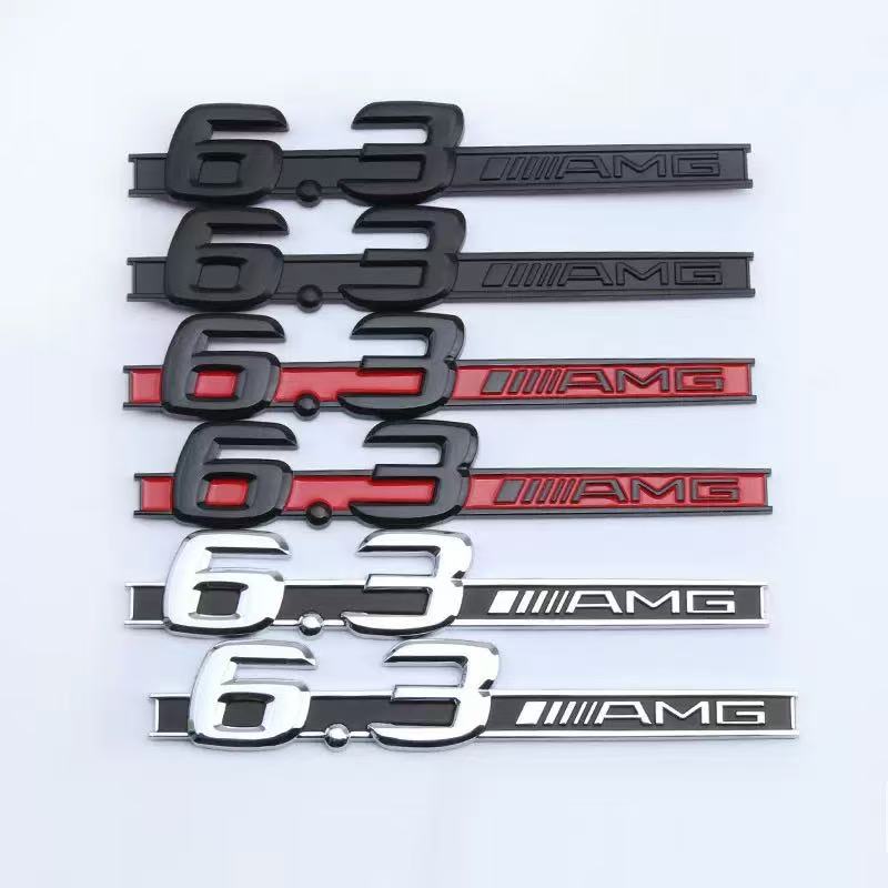 1X ABS クロームマット光沢のある黒赤 6.3 フェンダー 6.3AMG エンブレムバッジ車のステッカー MB W207 W211 W212 W204 W205 C63 E63