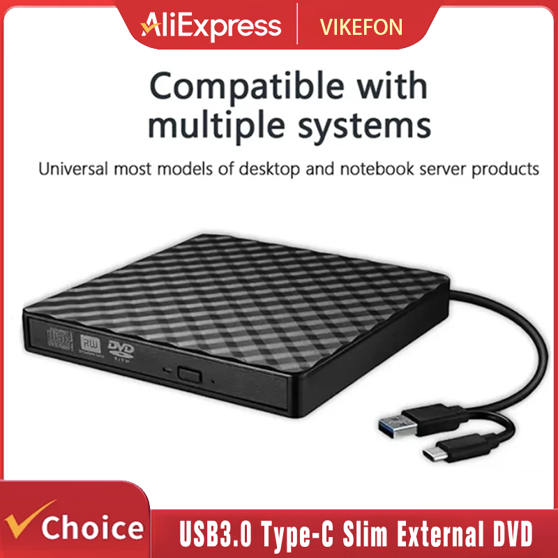 2 で 1 USB3.0 Type-C スリム外部 DVD RW CD ライタードライブバーナーリーダープレーヤー光学ドライブラップトップ PC ポータブル DVD バーナー