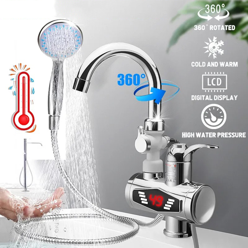EU 220V 3000 ワット給湯器蛇口電気タップシャワーヘッド付き 3S 高速加熱インスタントお湯キッチン用