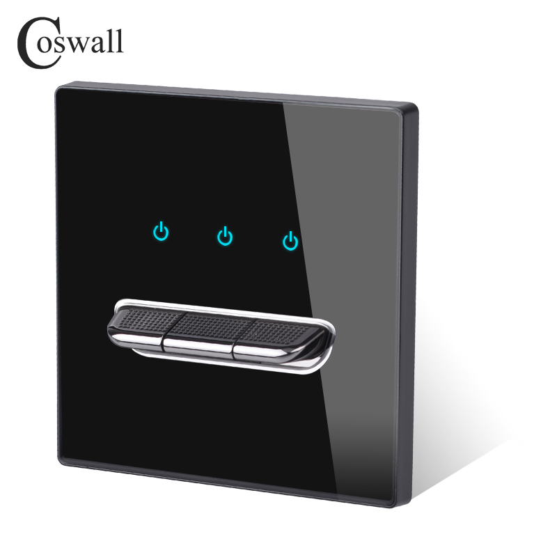 COSWALL 1/2/3/4 ギャング 2 ウェイトグルオン/オフ通路壁ライトスイッチスイッチ階段スイッチブルーバックライトガラスパネル