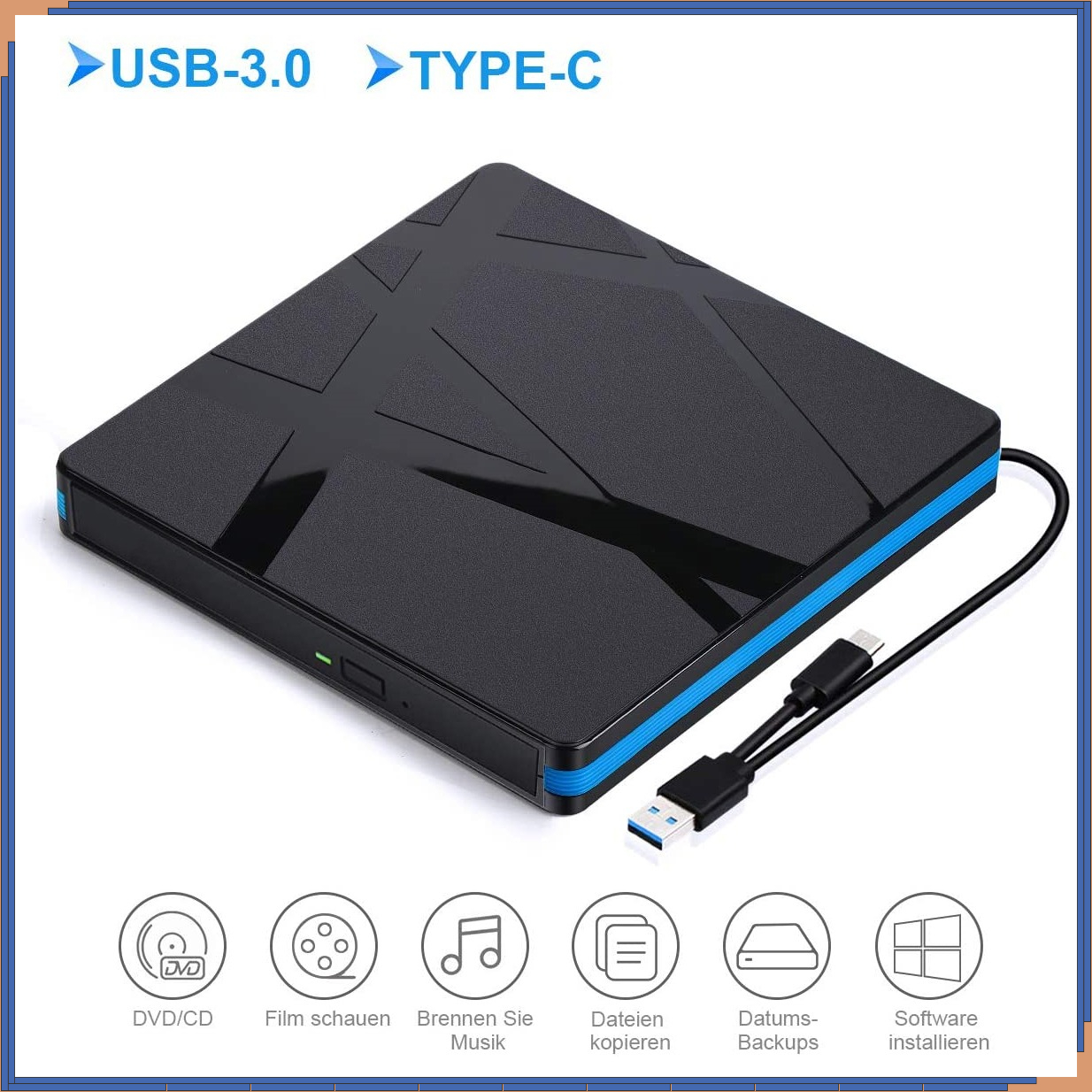 外部スリム USB 3.0 Type-C DVD RW CD ライター ドライブ バーナー リーダー プレーヤー 光学ドライブ ラップトップ PC ポータブル DVD バーナー用