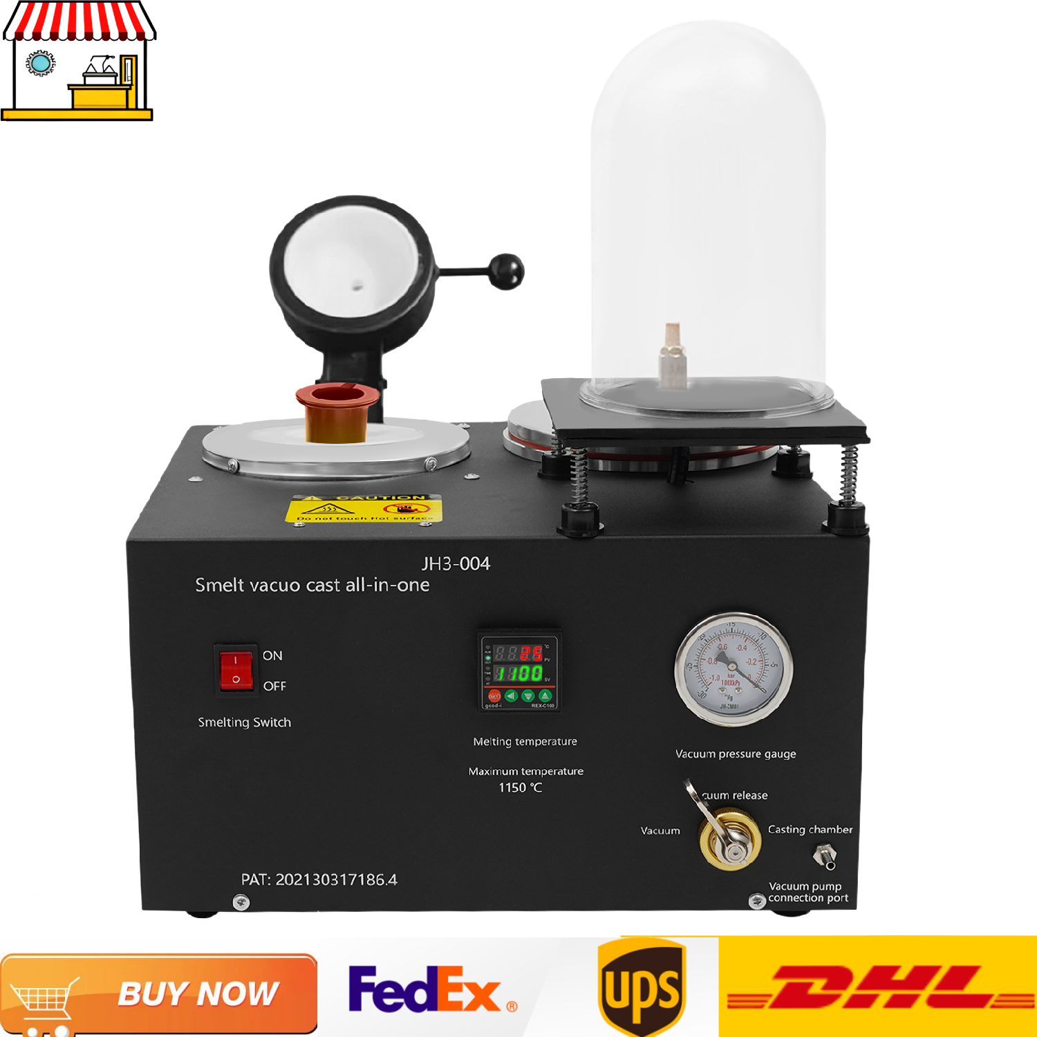 真空鋳造機| 2KG 1500W 金溶解炉|金属ジュエリー鋳造用精錬機