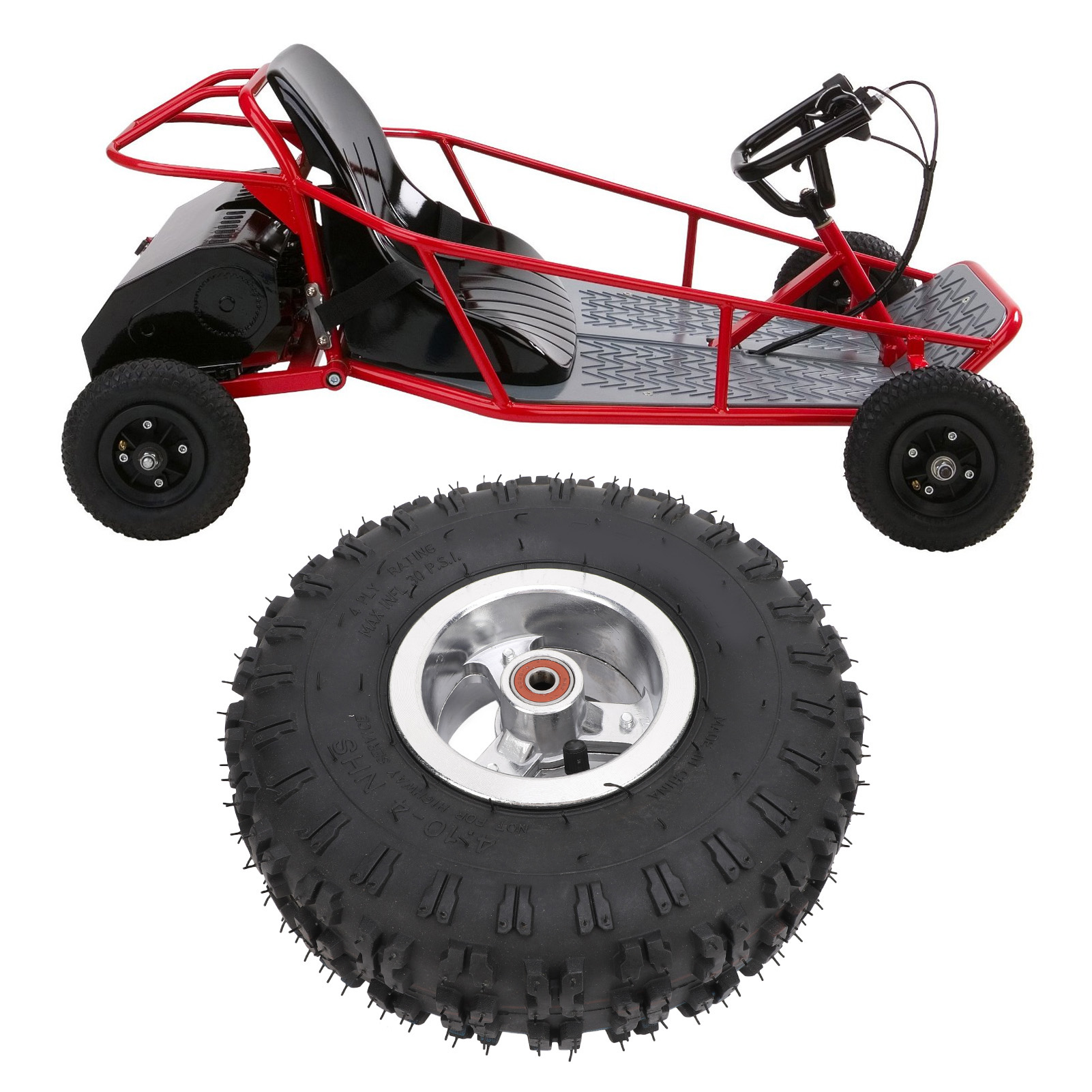 4 インチ ゴーカート タイヤ、高トラクション 4 インチ タイヤ、リム付き、6pr 防爆、DIY ゴーカートやミニオフロード車に最適
