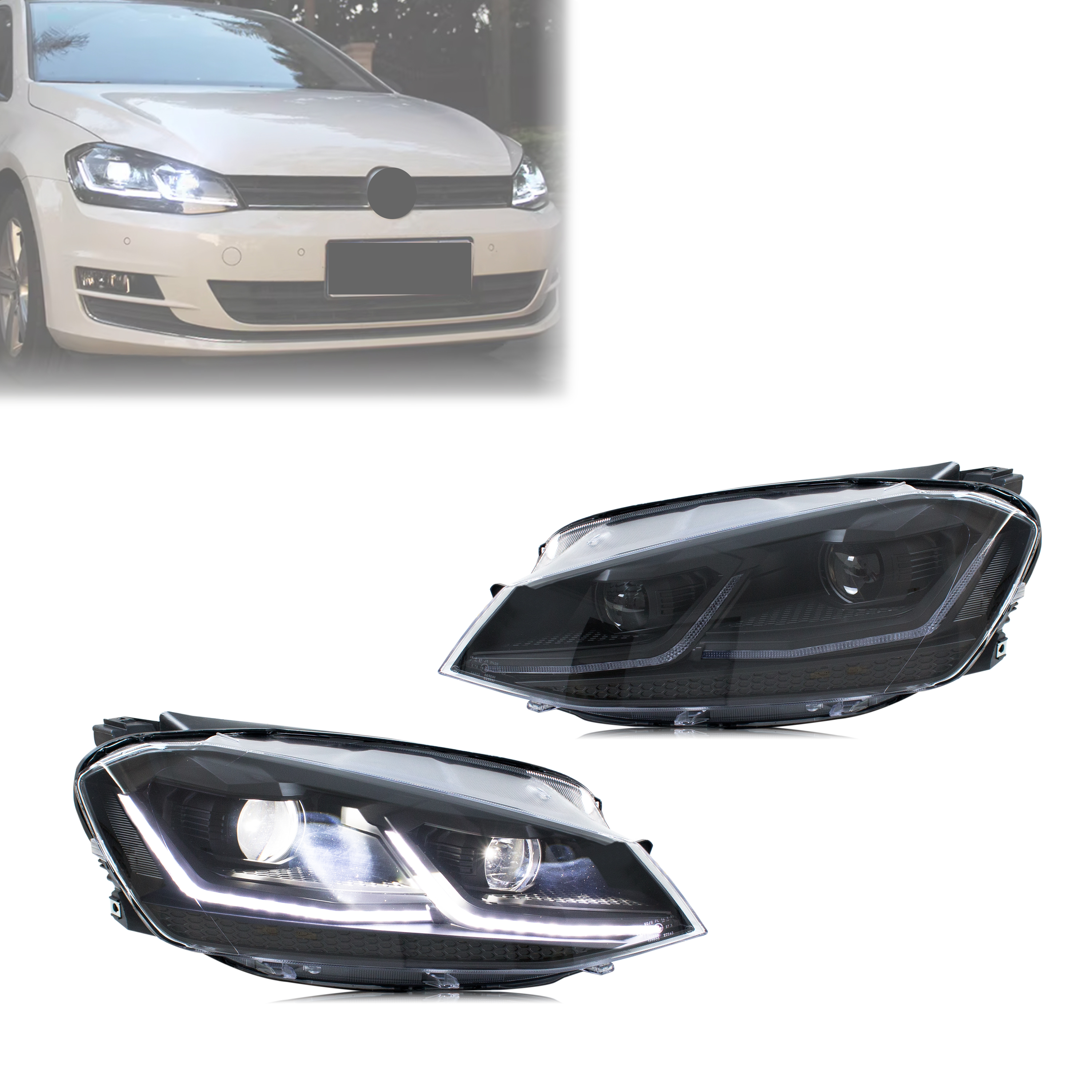 LED ヘッドライト フォルクスワーゲン VW ゴルフ 7 MK VII TDI TSI 2015-2017 シーケンシャル ターンシグナル フロントランプ アセンブリ [GTI/GTD には適合しません]