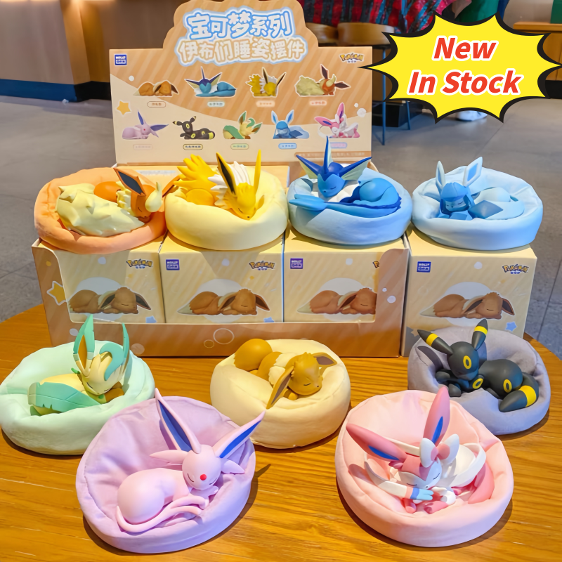 在庫ありホット Pkm イーブイ睡眠位置シリーズブラインドボックス Sylveon Umbreon Flareon Jolteon アニメデスクトップ装飾模型玩具