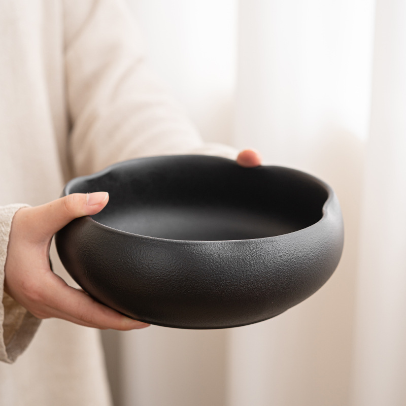 1PC 粗陶器大ボウル茶セット洗浄茶道アクセサリー花びら型ブラシウォッシャー水タンク