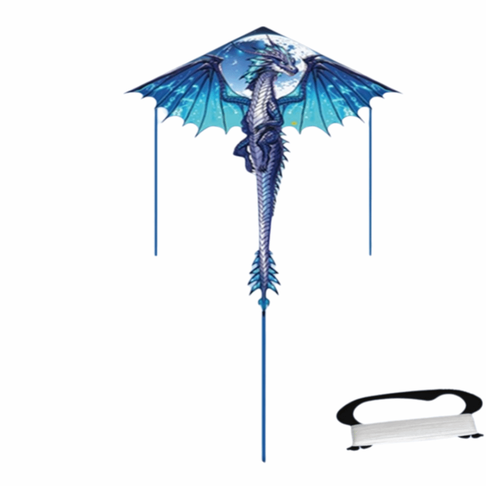 エアスネークブルードラゴン凧 100メートル凧ライン付き 簡単に飛ばせる恐竜凧 良く飛ぶ子供用凧 家族旅行