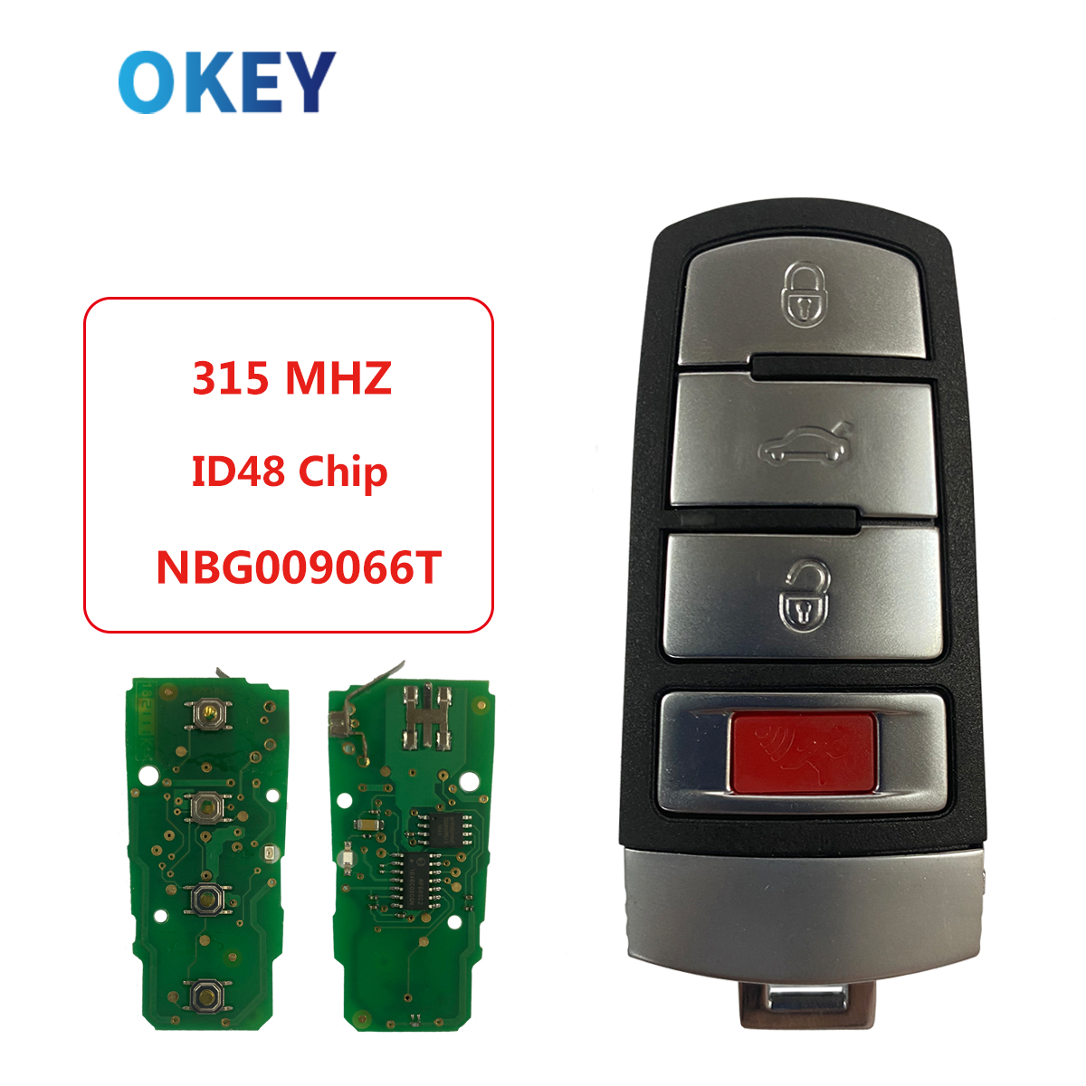 Okey リモートコントロール車のキー 3 1 ボタン ASK 315MHz ID48 VW フォルクスワーゲン パサート 2006-2013 CC 2009-2015 FCCID NBG009066T
