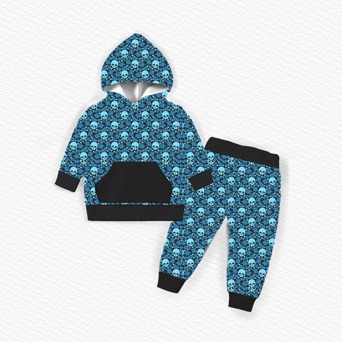 New Fashion Baby Kids Boys Stylish Halloween Print Hoodie&Jogger Set Kids Bamboo Terry Two-Piece Daily Suits & Casual Outfit