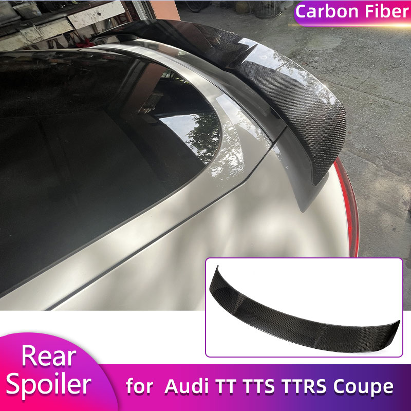フルカーボンファイバーリアトランクスポイラーウィングアウディ TT TTS TTRS クーペ 2 ドア 2015-2019 カーレースリアスポイラーブーツウィングリップ