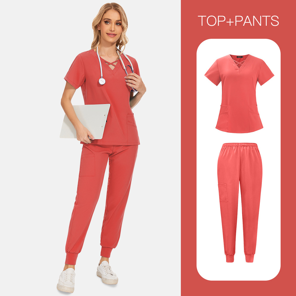 Slim Fit Women Scrubs Sets Medical Uniforms Doctors Tops Joggers Surgical Gowns Nurse Accessories Dental 7Salon Spa Workwear Set