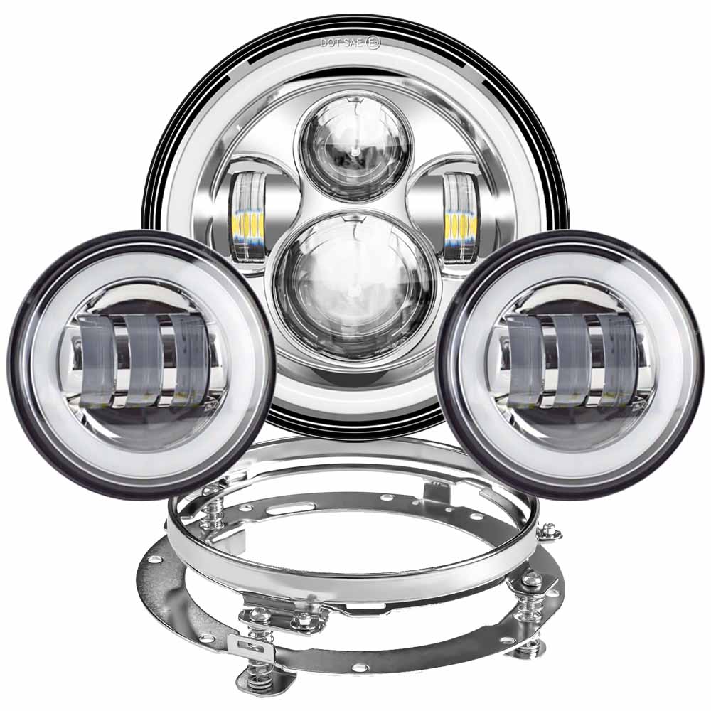 オートバイ 7 インチモト LED ヘッドライト 4-1/2 インチ 4.5 インチ LED 補助フォグパッシングライトランプ付きハーレーツーリングエレクトラグライド用