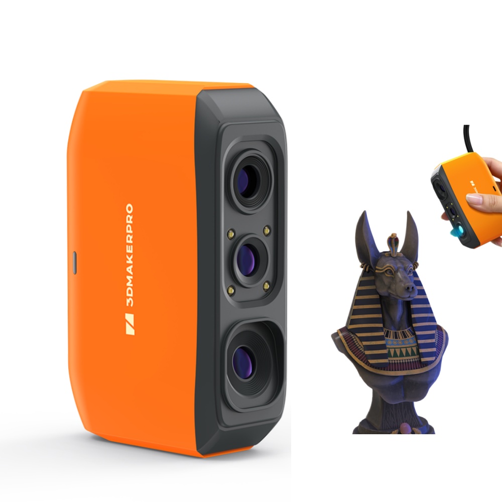 3DMakerpro FOX 3D スキャナー 0.07mm 精度 AI 追跡自動調整ハンドヘルドスキャナー 3D 印刷 DIY モデリング STEM 教育用