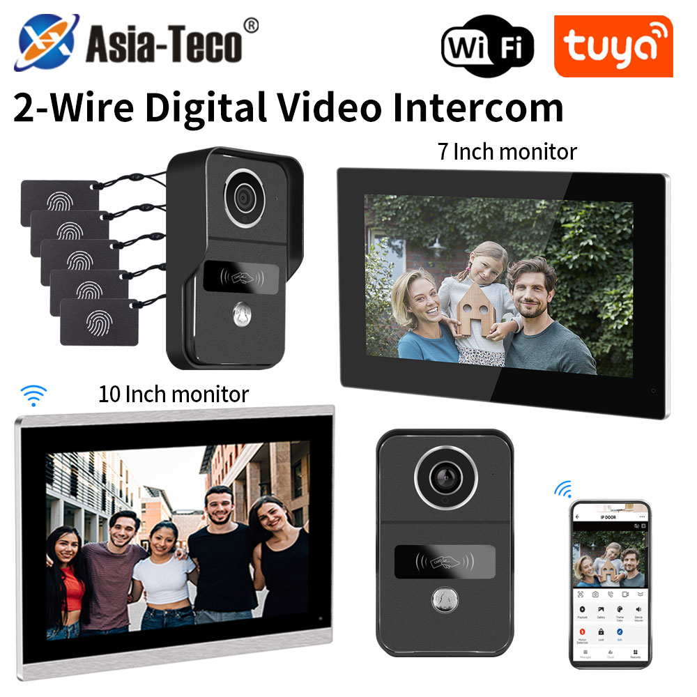 2 ワイヤー Tuya スマートホーム Wifi 1080P ビデオインターホンビデオドア電話 7/10 インチカラータッチ液晶スクリーンカメラドアベルドアベルシステム