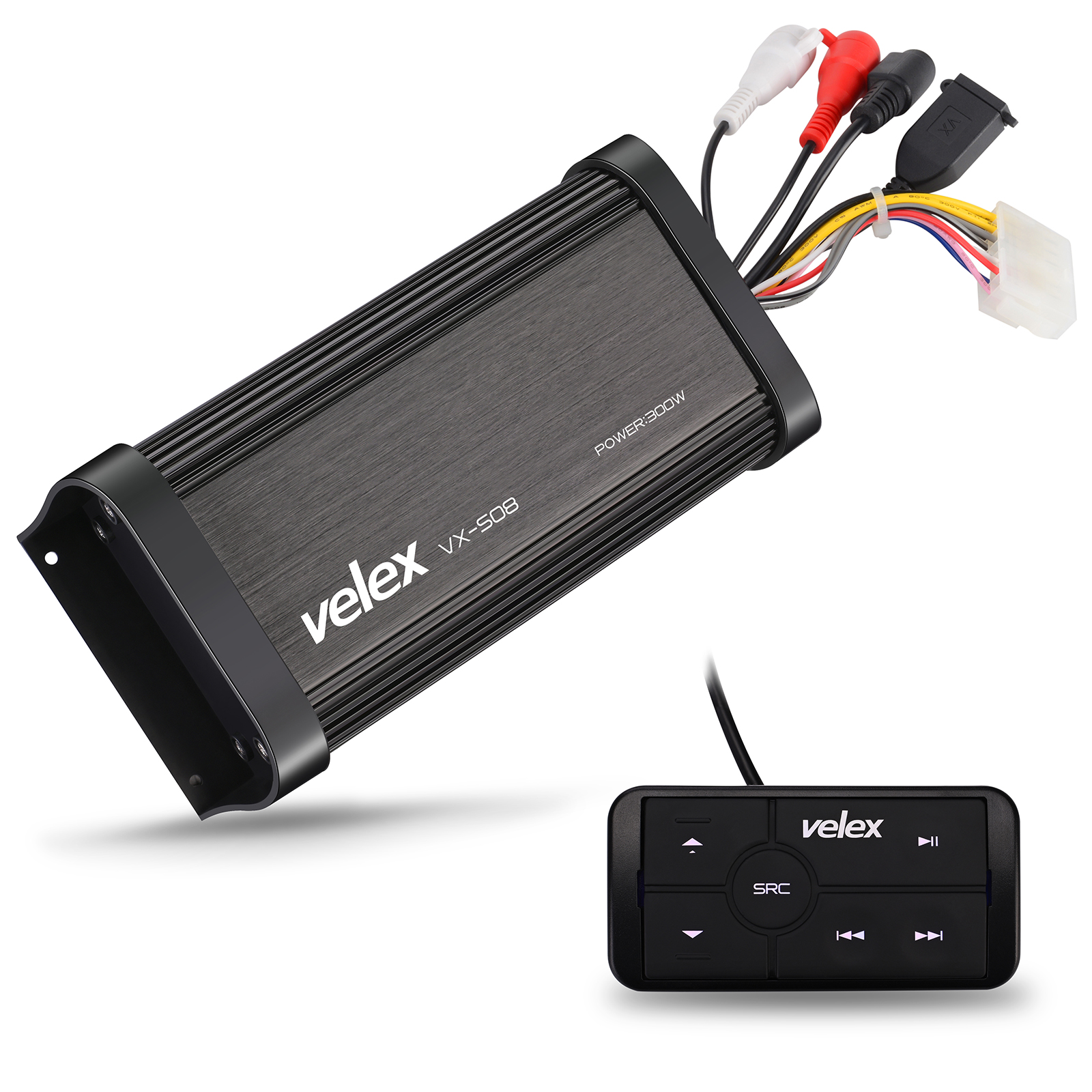 マリン Bluetooth クラス D アンプ 150×2 チャンネルピーク @40hm スピーカー、有線リモコン付き、300W×1@80hm までブリッジ可能