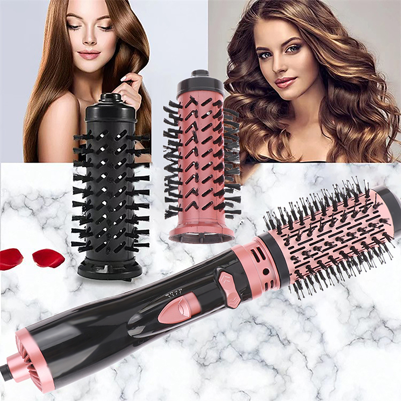 ヘアドライヤーブラシ 2 で 1 熱風スピンブラシカーリング矯正スタイリング自動回転イオンラウンドブローヘアドライヤーボリュームマイザー
