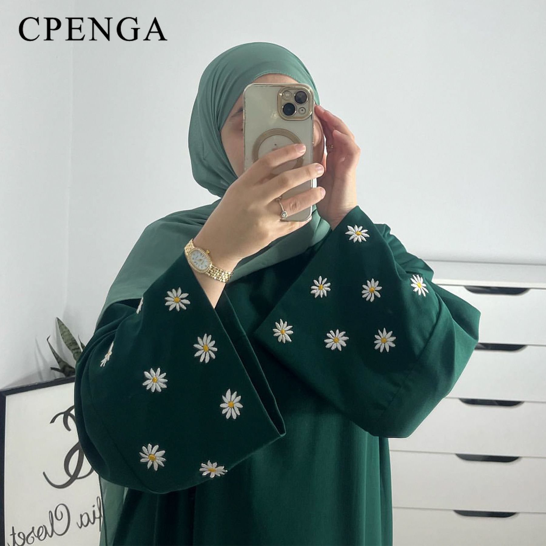2024 デイジー刺繍イスラム教徒控えめなドレス女性のためのイードサウジアラビアドバイアバヤ高級イスラムトルコホリデーパーティー Jalabiya ローブ