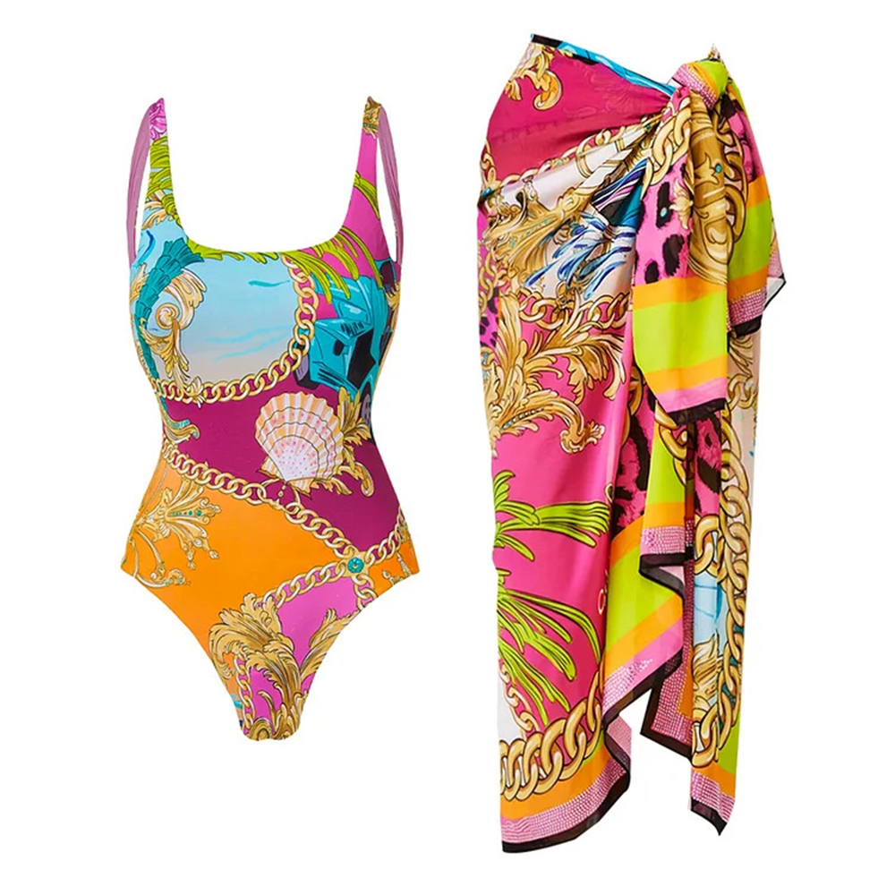 2026 2 Pcs Set Push Up One Piece Swimsuit Cut Out Swimwear Sexy Woman Swimsuit Bathingsuit Swim Suits Beachwear Bandeau Biquini