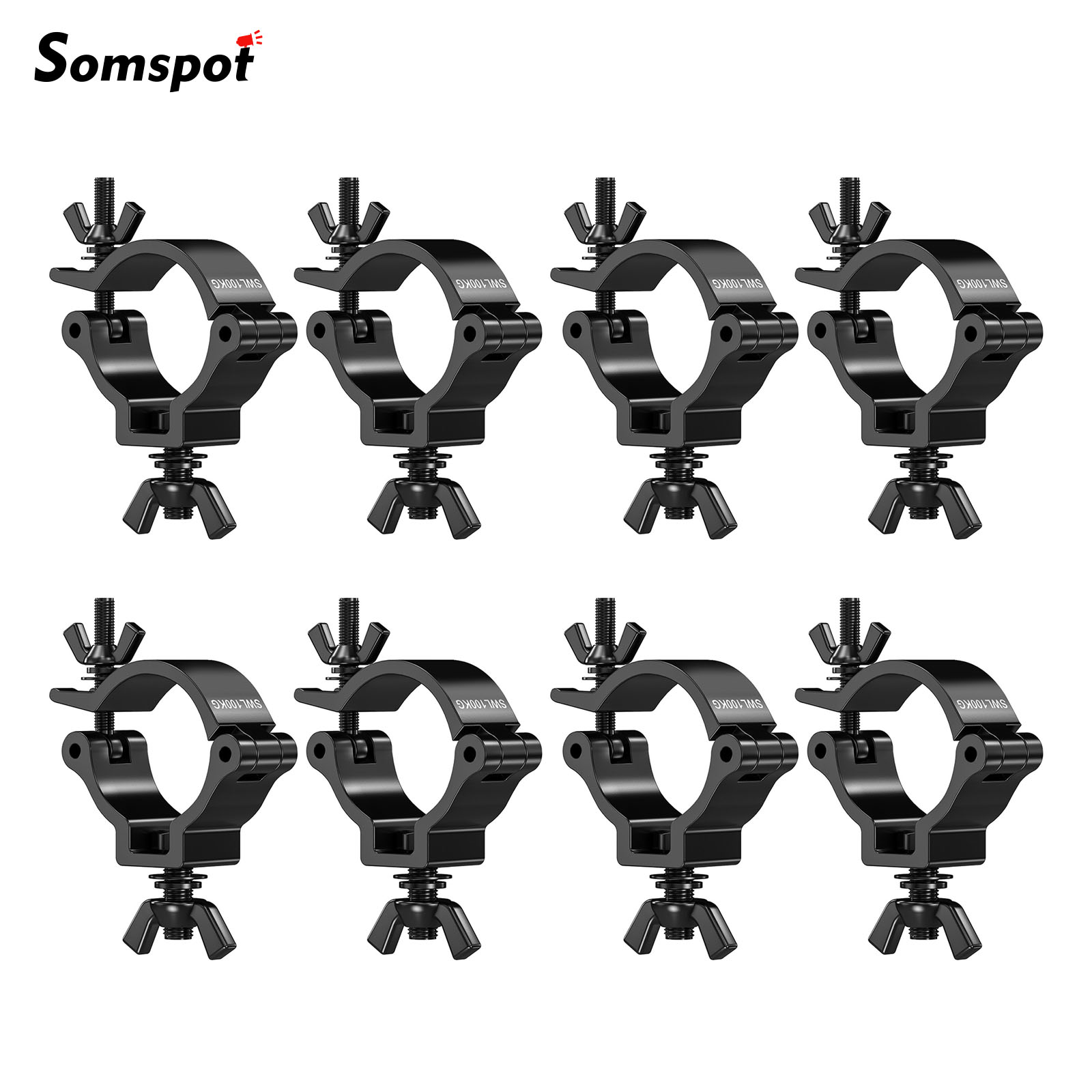 Somspot 4/8PCS Aluminum Stage Lights Hooks Truss Par Beam Light Hooks Club Hanging Clamp Professional Disco DJ Light Equipment