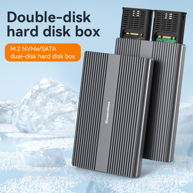 Blueendless デュアル ベイ m2 SSD ケース タイプ C USB3.2 Gen2 10Gbps m.2 SATA ngff デュアル プロトコル アルミニウム合金 PCIE NVME SSD エンクロージャ
