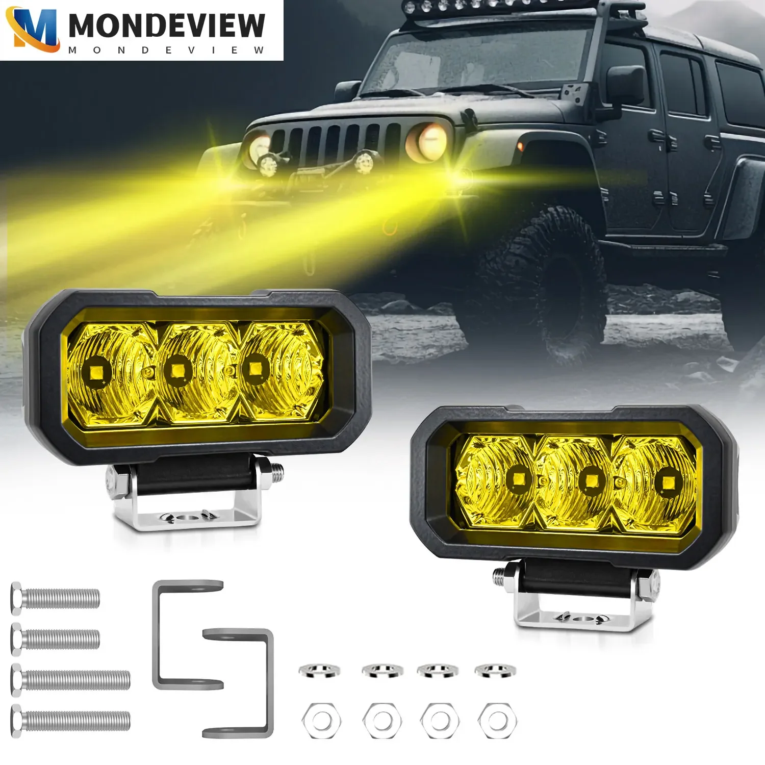 MONDEVIEW 2 個 5 インチ E23 自動車用 LED スポットライト、防水投光器ハイパワーオフロード車作業灯フォグライト