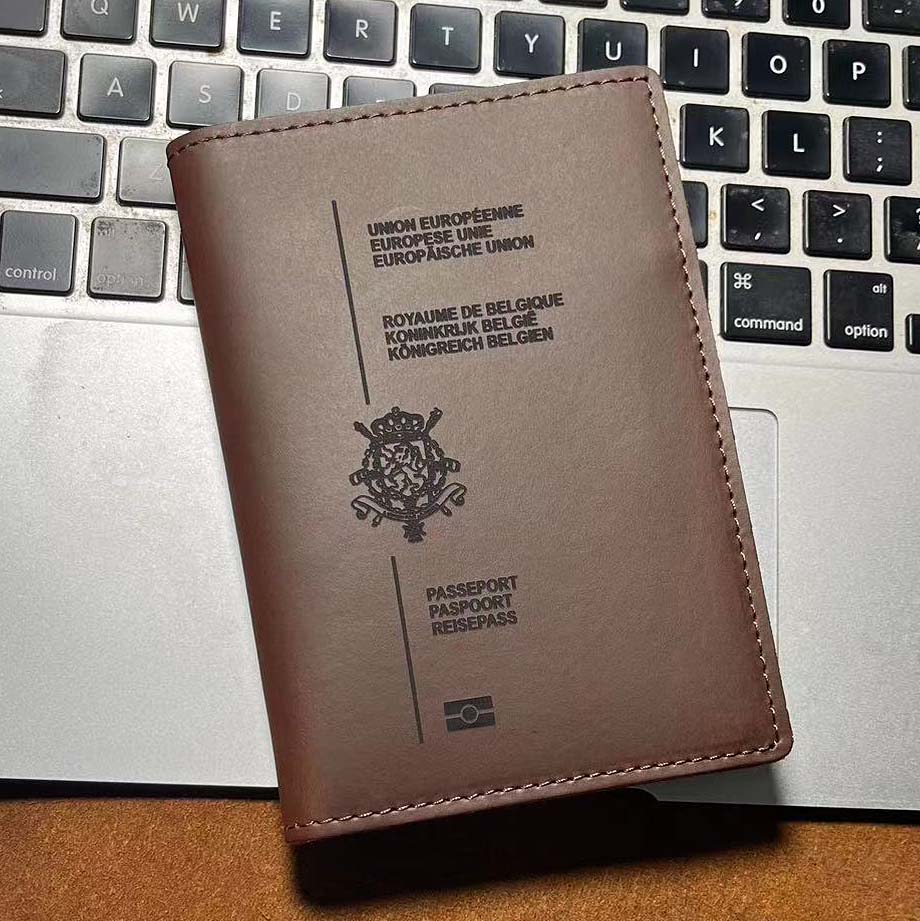 ハンドメイド レザー ベルギー パスポート カバー 本革 Royaume De Belgique パスポート パスポート ホルダー