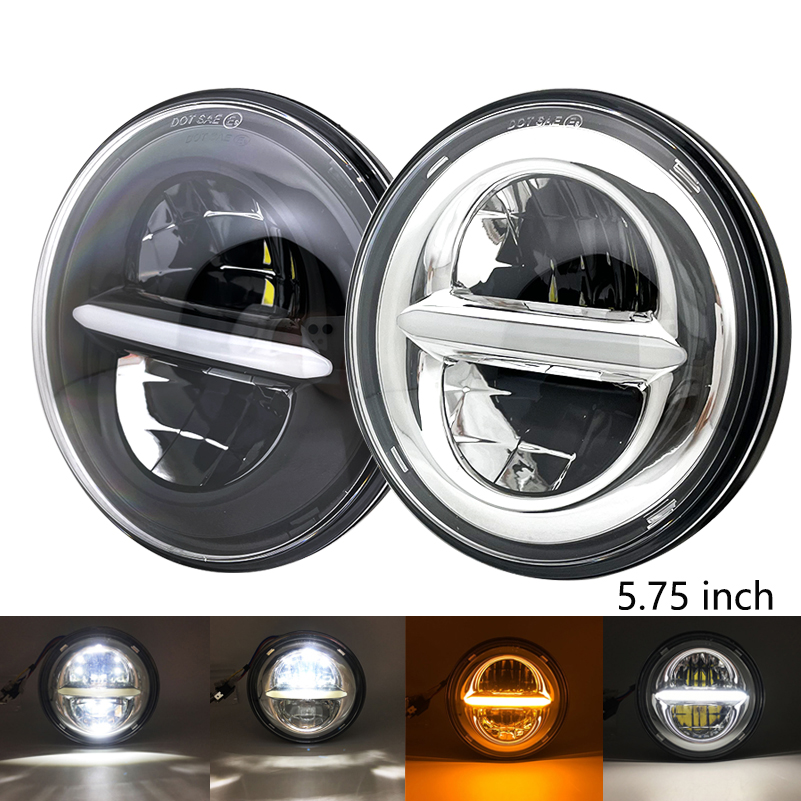 1 個 5-3/4 インチ 5.75 インチオートバイ LED プロジェクターフルハローヘッドライト DRL 50W バイクヘッドライトスポーツスター 883 XL883 FXCW 用。