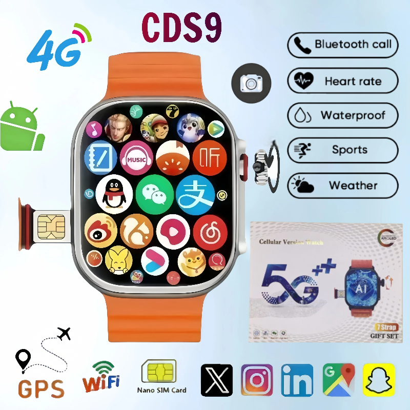 CDS9 新しい Android スマートウォッチ 4 グラムネットワーク SIM カード WiFi ロータリーカメラ Amoled Google Play ストアグローバルバージョンスマートウォッチ男性女性