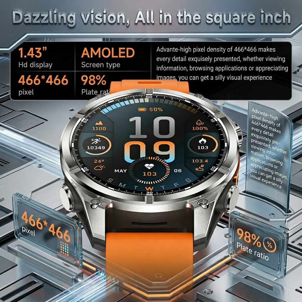 HD300 防水ダイビングスマートウォッチ AMOLED 5.4Bluetooth 通話 NFC AI GPT スマートウォッチスポーツフィットネスヘルスモニタートラベルウォッチ