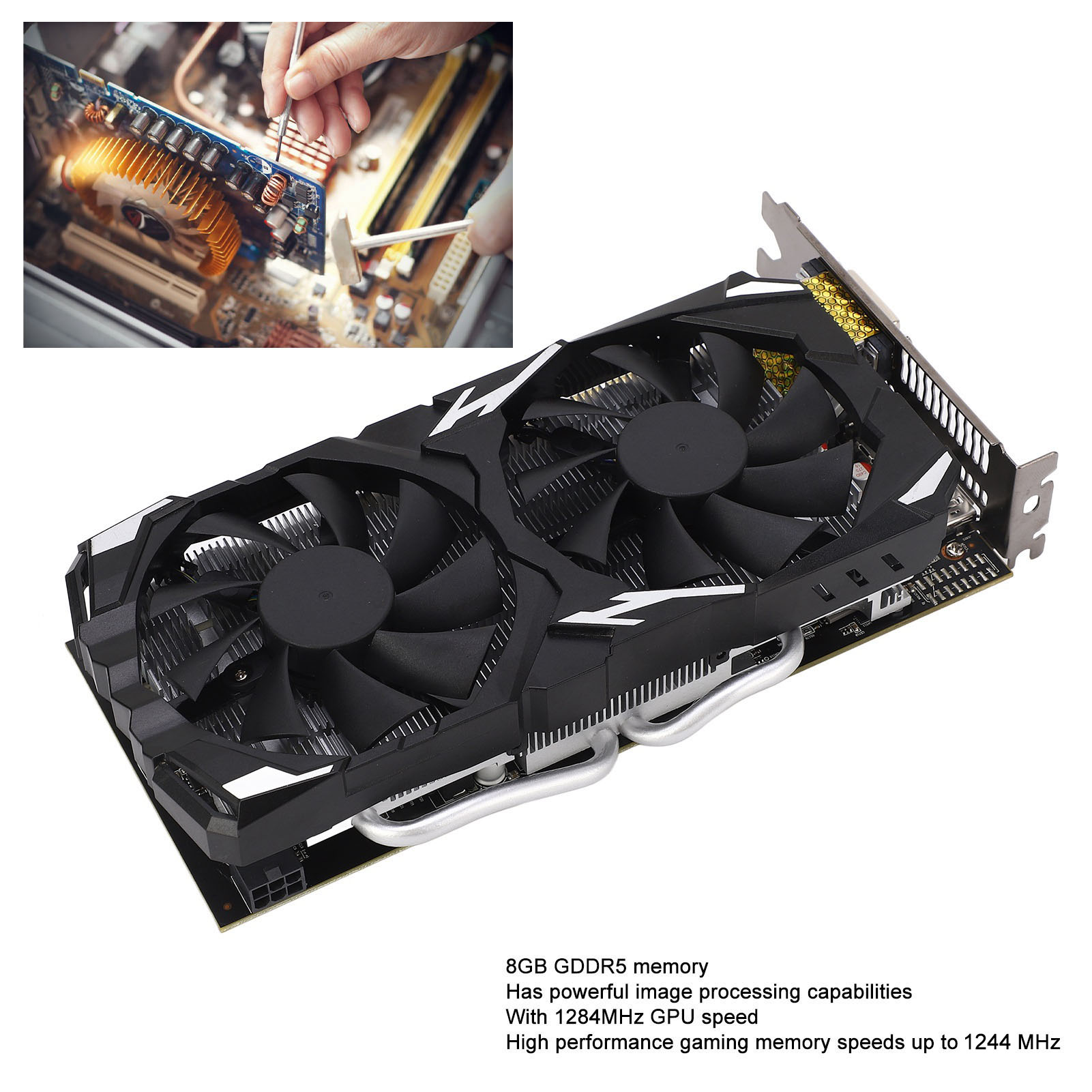 256ビットグラフィックカード 8GB GDDR5 256ビット 8K対応 16 PCI Express 3.0 2つの冷却ファン搭載 ゲーミンググラフィックカード